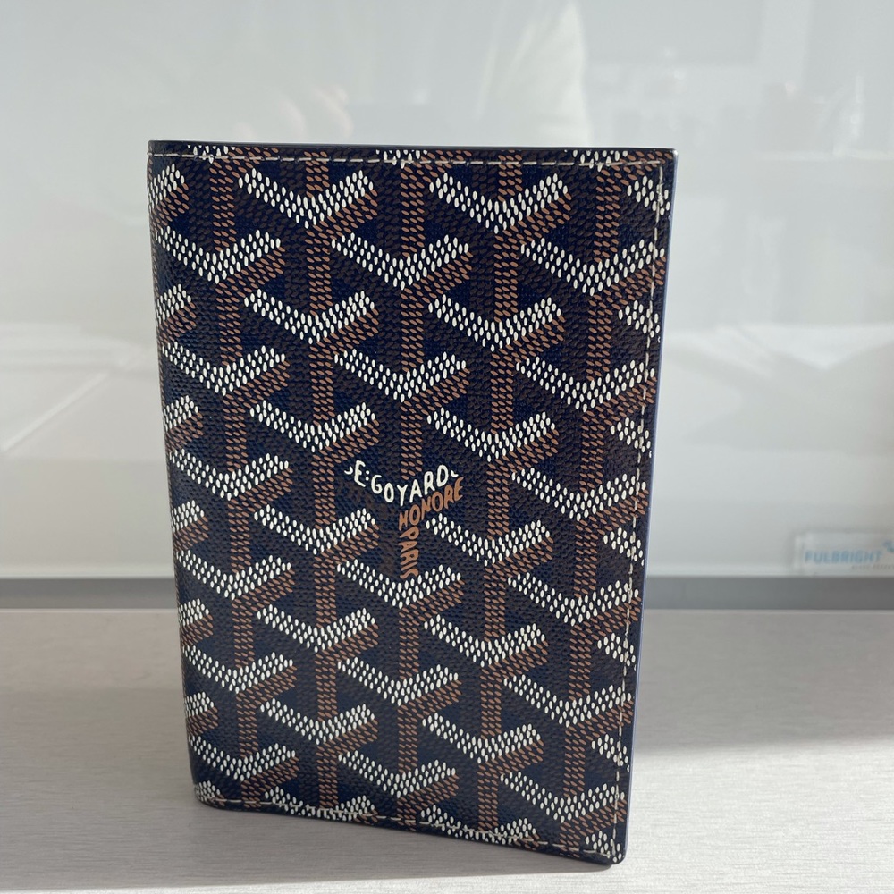 Goyard Grenelle Passport Cover Blue. With original Box.